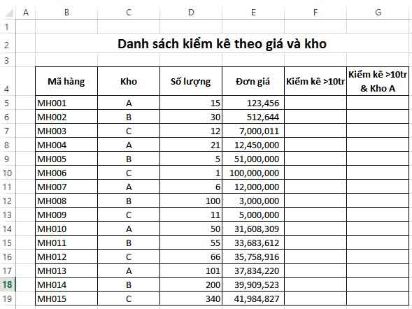 Sử dụng hàm if trong excel