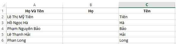tách họ và tên trong excel 3