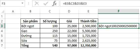 thao tac excel co ban ghep noi van ban