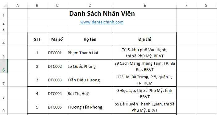 xuống dòng trong excel