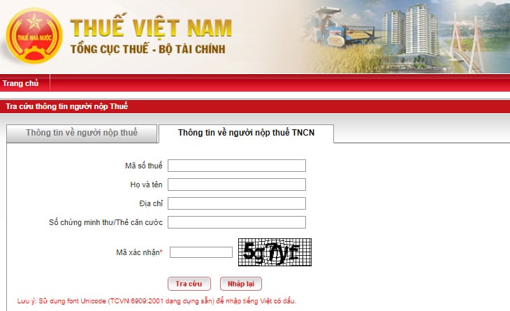 tra cứu thông tin người nộp thuế