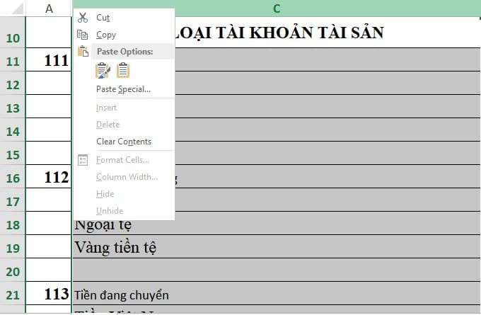 Cách ẩn dòng, cột trong Excel