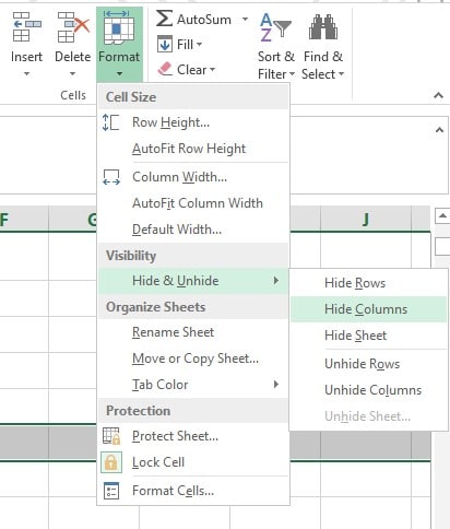 Cách ẩn dòng, cột trong Excel