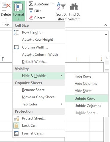 Cách ẩn dòng, cột trong Excel