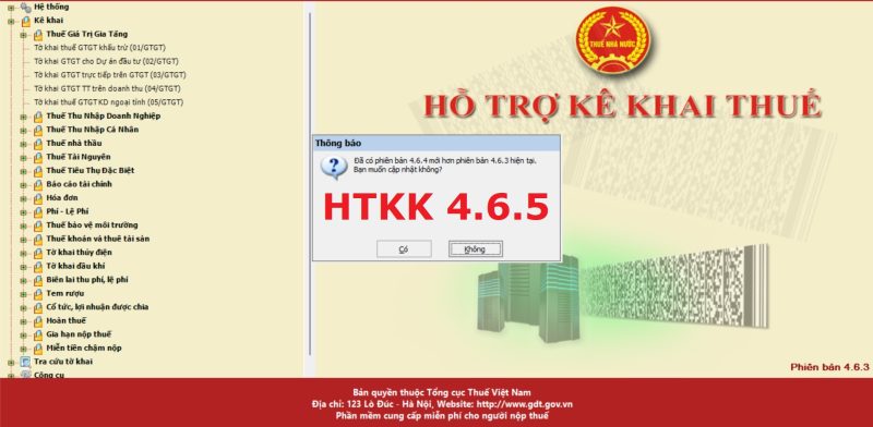 Tải phần mềm HTKK 4.6.5 ngày 03/01/2022