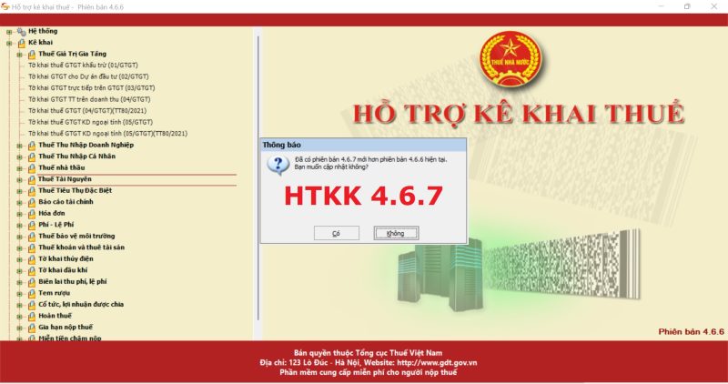 Tải phần mềm HTKK 4.6.7 ngày 27/01/2022