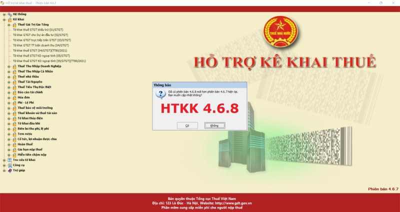 Tải phần mềm HTKK 4.6.8 ngày 16/02/2022