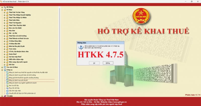 HTKK 4.7.5 ngày 21/03/2022 phần mềm hỗ trợ kê khai thuế