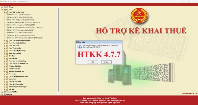 HTKK 4.7.7 ngày 29/03/2022 tờ khai 03/TNDN 01/GTGT 02/TAIN-VSP