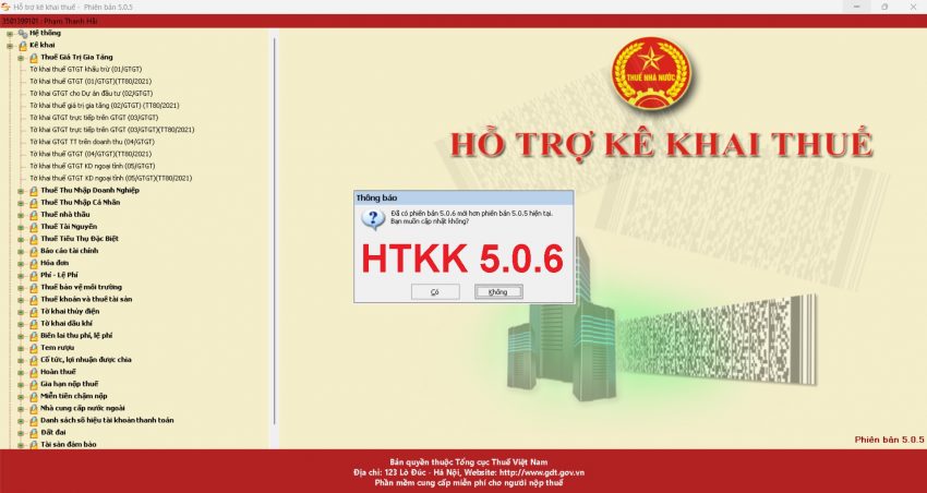 Download phần mềm HTKK 5.0.6 ngày 5/5/2023 mới nhất