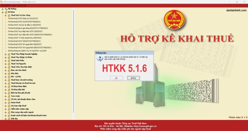 Download phần mềm HTKK 5.1.6 ngày 18/1/2024