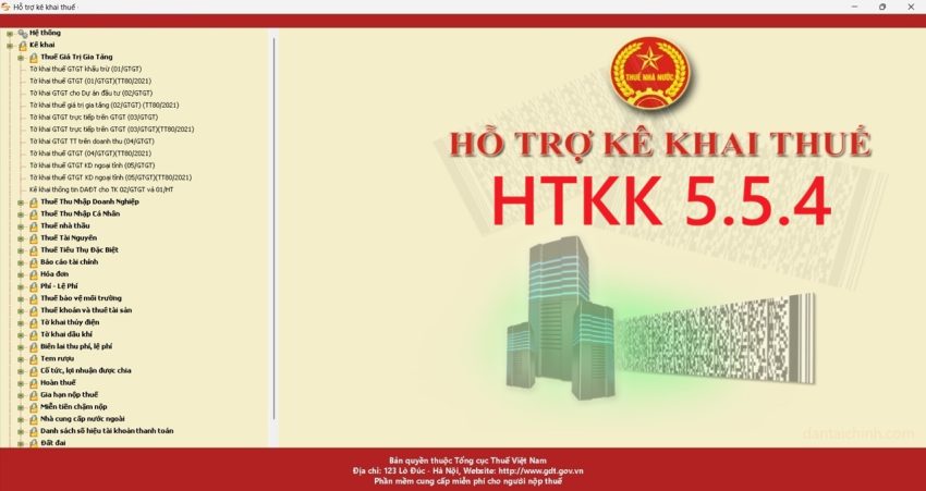 Tải phần mềm HTKK 5.5.4 ngày 09/01/2026